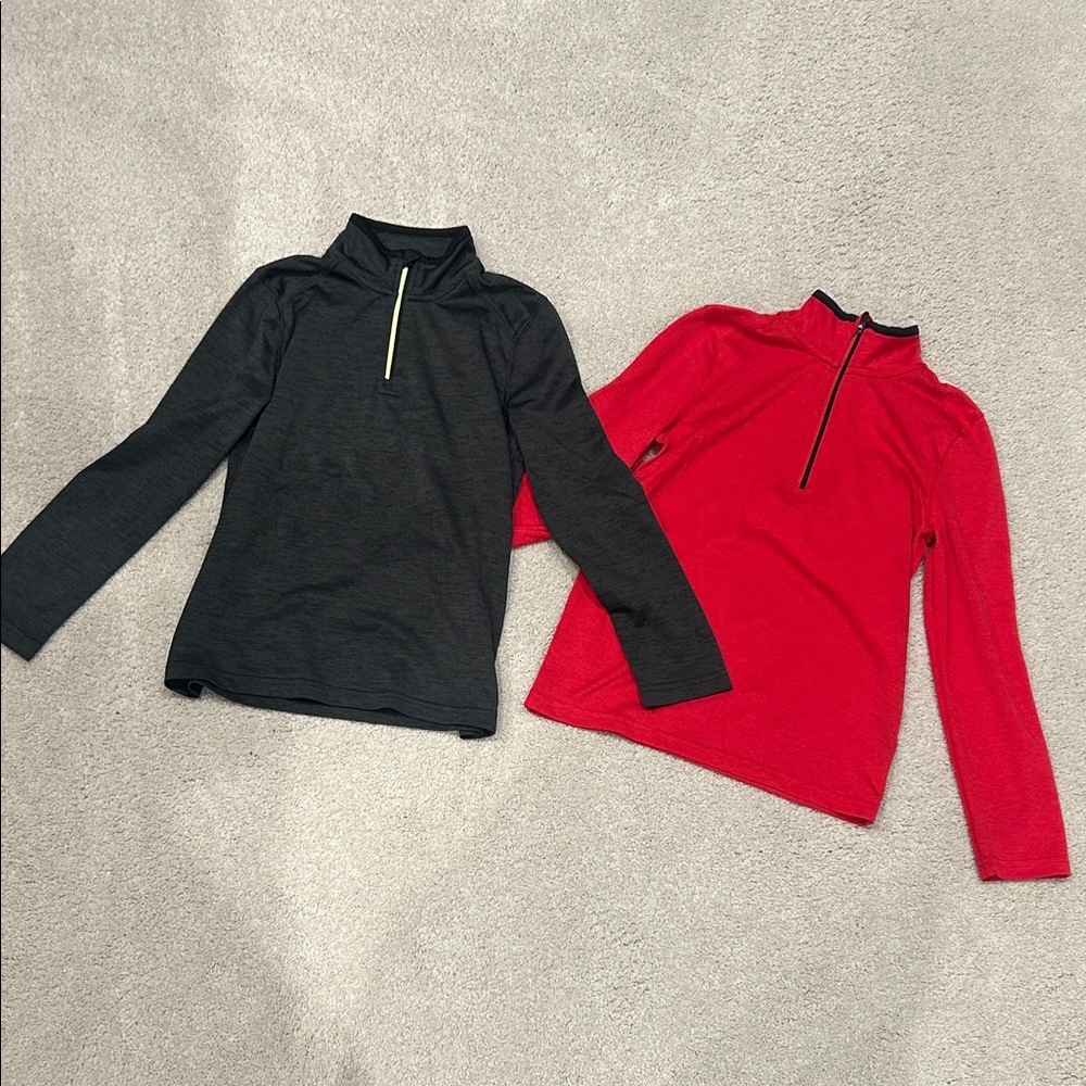 BCG Kids Long Sleeve Zip-Up Tops - Charcoal and Red Lot of 2